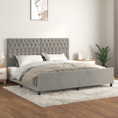 Estructura de cama sin colchón terciopelo gris claro 200x200 cm (1/5)