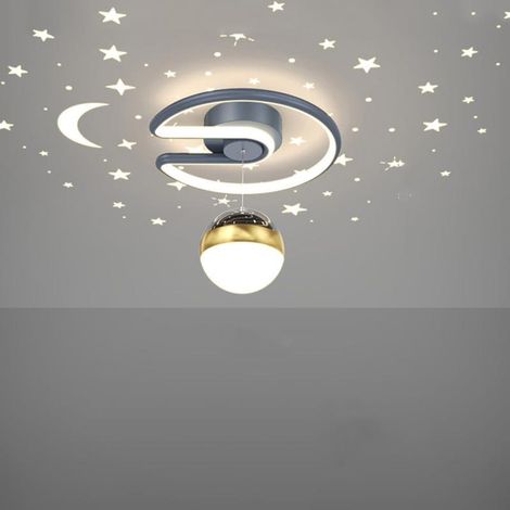 Moon and Stars Ceiling Light, 24W Dimmable LED, for Children's Bedroom, Modern Blue, Hallway, Bathroom (1/3)