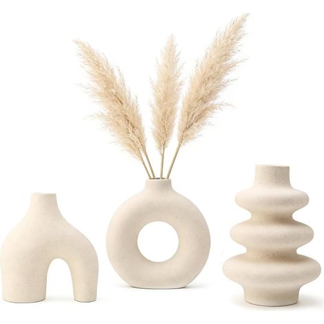 Ensemble de 3 Vases en Céramique Blanche, Petit Vase Design Moderne (1/5)