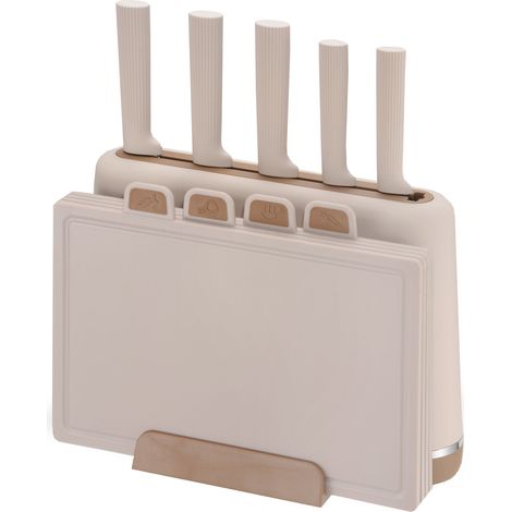 Elegante set 2 in 1 composto da coltello e tagliere con supporto Maestro MR-1412-beige