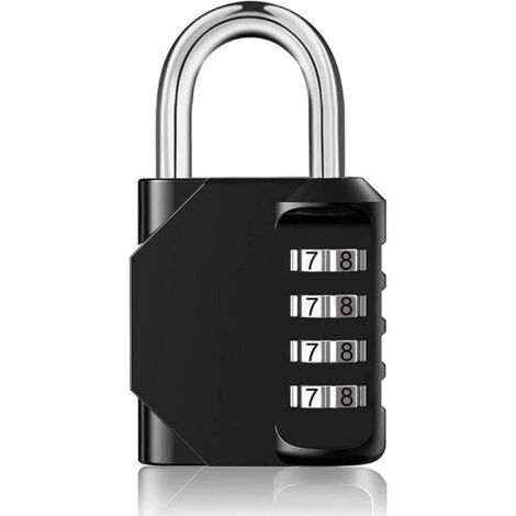 Cadenas à combinaison Serrure à combinaison robuste - Serrure à combinaison à 4 chiffres pour gymnase, école, portail, hangar, garage, rangement, casiers à bagages et boîte à outils (1/5)