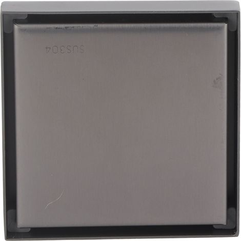 Bonde de douche invisible carrée de 10 cm (4 pouces) en acier inoxydable anti-odeurs, 1,3 mm, carrelable, grise (1/5)