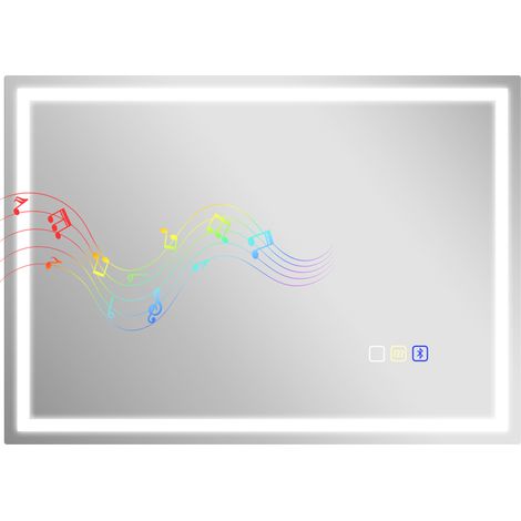 Miroir de Salle de Bain Anti-Buée avec Éclairage LED Réglable, Enceinte Bluetooth, Touches Tactiles, 50x70 cm (1/5)