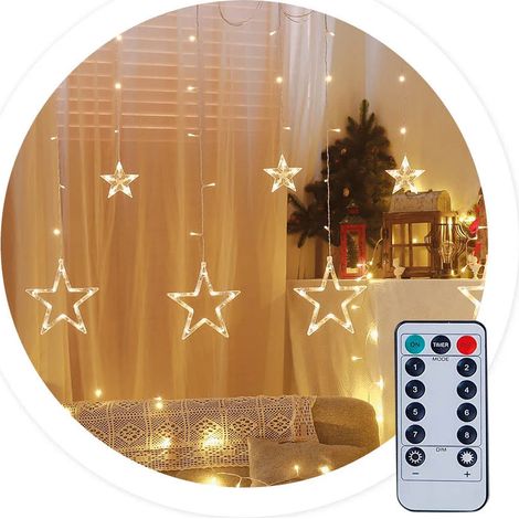 LED-Vorhang mit Sternen 3,5 m, 8 Funktionen, warmes Licht IP44 (1/3)