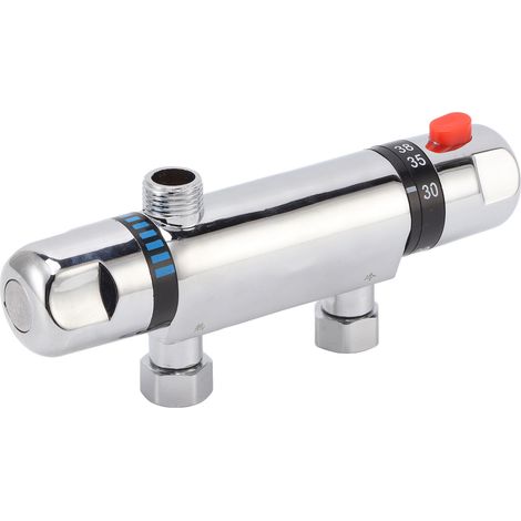 Robinet thermostatique apparent en alliage à 4 points avec support d'arrivée d'eau, interrupteur thermostatique pour eau chaude et froide, mitigeur thermostatique pour pommeau de douche avec chauffe-e (1/5)