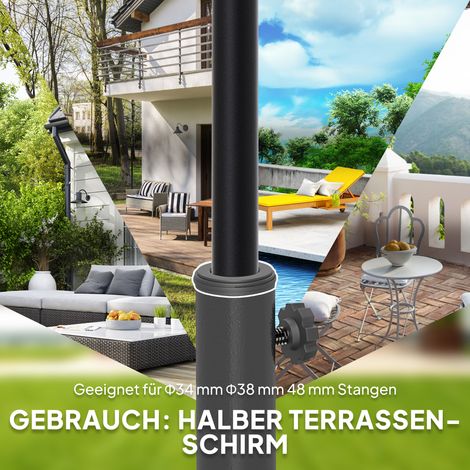 Socle béton pour parasol, support semi-circulaire lesté, compatible mâts 32/38/48 mm (1/4)