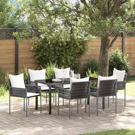 Garten Essgruppe 7 pcs Braun und Schwarz PE-Rattan (1/5)