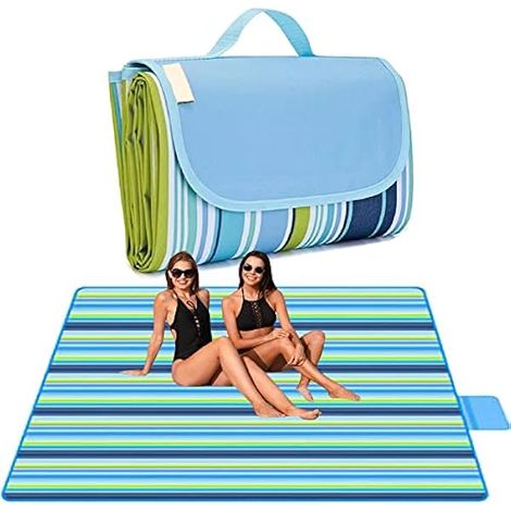Couverture De Pique-Nique - 203 X 147 Cm - Imperméable Et Anti-Sable - Tissu Oxford 600D - Pour Plage Camping Extérieur Intérieur - 1 Pièce (1/5)