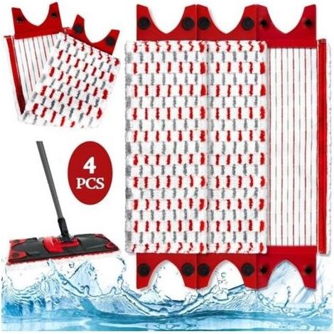 4 morceaux de vadrouille adapté pour Vileda Ultramax - ensemble des unités remplaçables chiffons pour la RDP-2-en-1 microfibre Extra-large mop couverture-recharge - pour tous les sols durs, r (1/5)