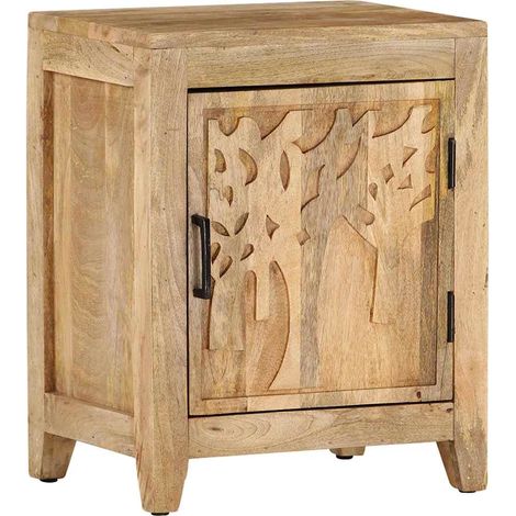 Table de chevet Adulte, Table d'appoint 40x30x50 cm Bois de manguier massif SH6056 (1/5)