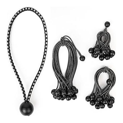 Lntyq Tendeur élastique 45 pièces, tendeur de bâche, tendeur avec boule, élastique pour bâche, tentes, fixation de bâche de camping pour de nombreuses applications extérieures (10/15/22 cm)