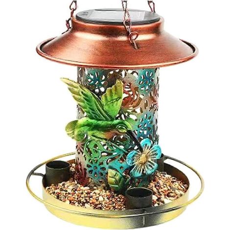Mangeoire solaire suspendue pour l'extérieur, mangeoires étanches en métal pour oiseaux sauvages, mangeoires pour cardinaux, décoration de jardin (1/5)
