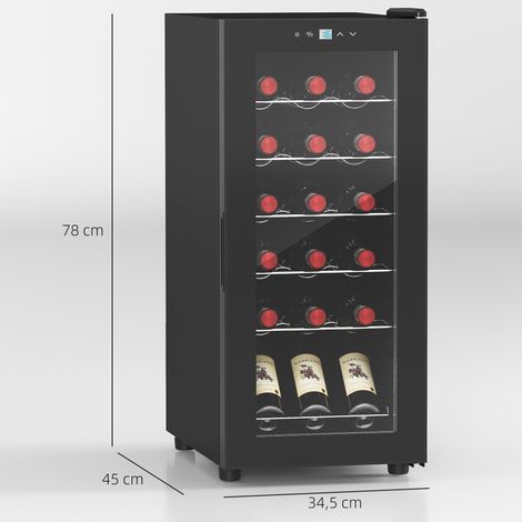 Cave à vin 18 bouteilles 50L haute performance température réglable 5-18° avec lumière LED, noir (1/5)