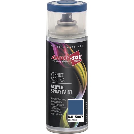 SMALTO ACRILICO SPRAY MULTIUSO LUCIDO, Bomboletta Spray 400ml, V400, Ambro-SOL | RAL5007  Blu Brillante
