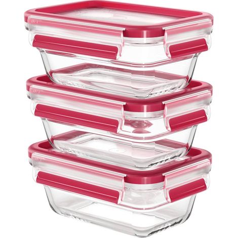 [NEUWERTIG] Emsa Clip & Close Frischhaltedose 0.45 L, 0.45 L, 0.45 L 3er Set Glas Mit Deckel B-Ware