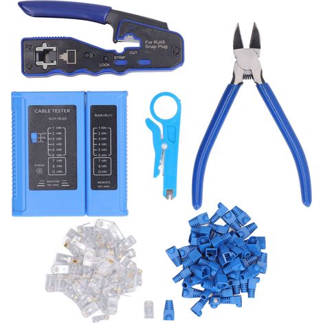 RJ45 Crimp Tool Kit 8P8C Modular Connectors Wire Stripper Pliers Multifunctional Crimping Tool for Cat5e Cat6 Cat6a