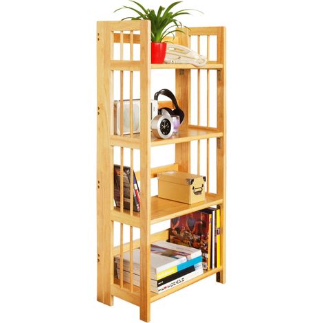 Premier Housewares Rubberwood Racking Storage Shelving Unit 4-Tier Folding Shelving Unit Garage Storage  Bathroom Organiser  Shelving 115 x 54 x 30 cm (1/5)