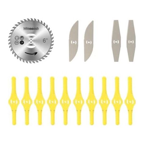 15-teiliges Akku-Trimmerklingen-Set mit Akku für elektrische Freischneider, Freischneider für Gartengeräte, Silber - (1/5)