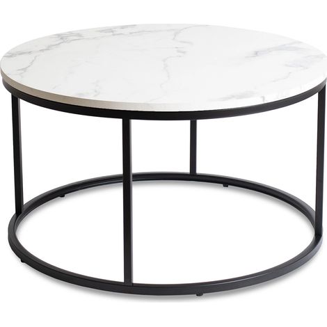Tavolino Conny MAX 80 cm Marmo Bianco/Nero Moderno Glamour (1/5)
