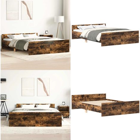 Cadre de lit sans matelas chêne fumé 150x200 cm - Cadre De Lit - Lit Double - Lit En Bois - Lit Design - Literie - Home & Living (1/5)