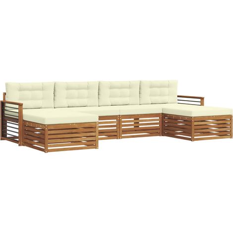 Conjunto de sofás de exterior 6 uds. Natural y Crema vidaXL (1/5)