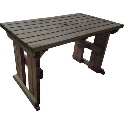 HOLLIES Garden Table (6ft, Rustic brown finish) (1/5)