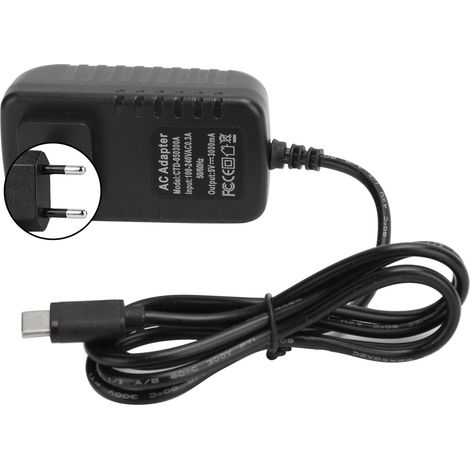 Alimentation pour Raspberry Pi 4B 5V 3A Adaptateur secteur TypeC Chargeur Fournitures informatiques 100-240V (Prise UE) (1/5)