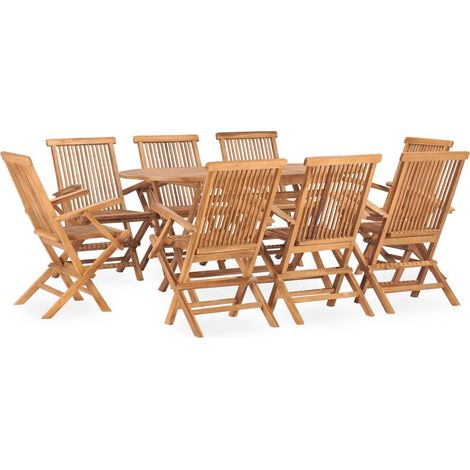 9-tlg. Garten-Essgruppe Klappbar Massivholz Teak