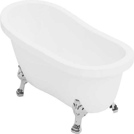 Baignoire îlot rétro avec pieds de lion argentés - 200 L - 145 x 74 x 77 cm - Blanche - NISOS II