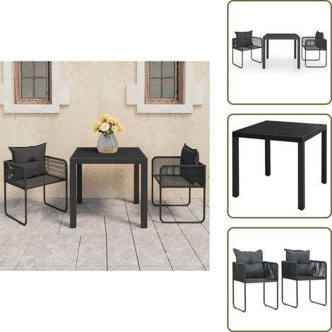 Muebles de jardín - vidaXL Set de comedor de jardín de 3 piezas PVC ratán negro - Comedor al aire libre