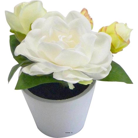 Roses artificielles en pot Blanc H 14 cm Composition adorable Crème - couleur: Crème