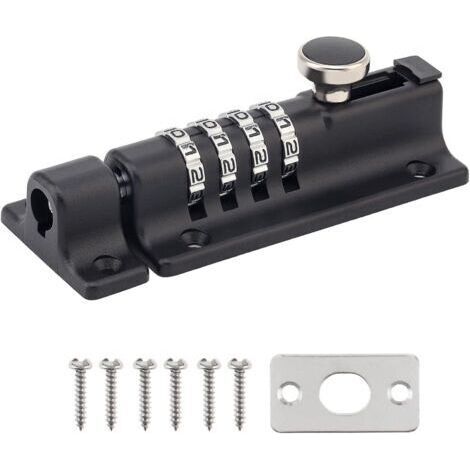 FENOPLASTICASerrure de porte à combinaison, serrure à code, serrure à combinaison pour chenil, grange, abri de jardin, entrepôt, noir