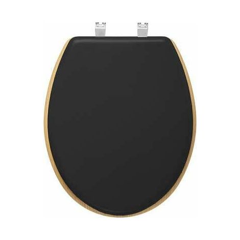 Asiento de inodoro moderno, color negro, cierre suave (1/5)