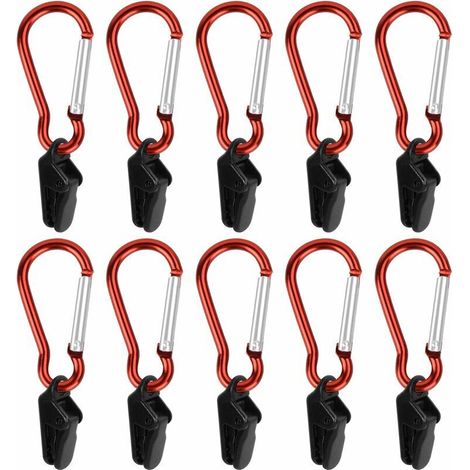 10 Ensembles Pince à Bâche avec Mousqueton Clip de Tente Auvents Clip Coupe-Vent Clips de Verrouillage de Tente Clip de Bâche Pince de Tente Robuste pour Activités De Plein Air Camping Canopy- (1/5)