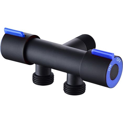 Black Bidet T-Adapter with Stainless Steel Water Stop Valve Diverter Valve Double Connector Valve fo (1/5)