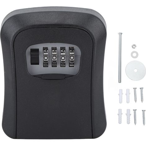 Boîte de verrouillage à clé ABS et alliage, étanche, 5 capacités, coffre-fort avec protection coulissante pour Garage, jardin, magasin, noir Semi (1/5)