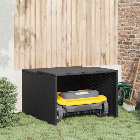 Mähroboter-Garage Schwarz 86x90x52/57 cm Poly Rattan