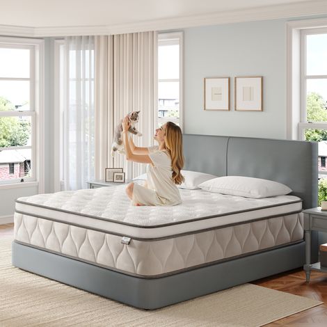 Klyvvo 160x190cm, Épaisseur 26cm,Matelas Ressorts, H3 Ferme, 7-Zones Matelas Mousse Mémoire Forme, Soulagent Pression, Hypoallergénique,Durable Respirant,Facile Nettoyer,2 Personnes (1/5)