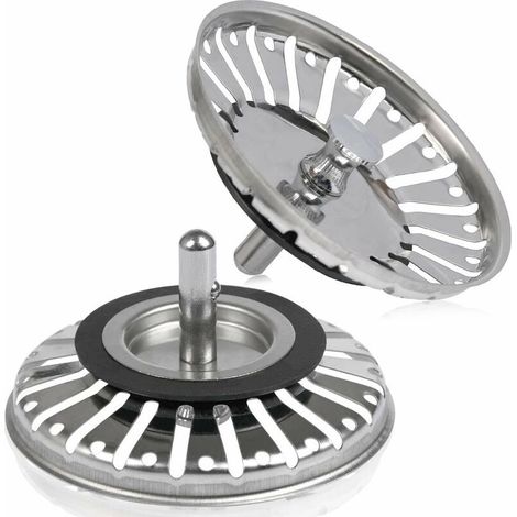 2 Pieces Sink Strainer/Sink Drain Stopper Sink Stopper Hole Kitchen/Bath Strainer Diameter 84mm With Ball End, Stainless Steel (1/5)