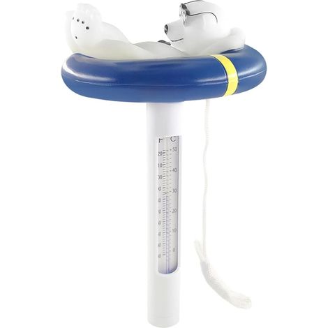 Thermomètre de piscine flottant - Ours polaire - Facile à lire - Avec corde incassable - Convient pour la piscine