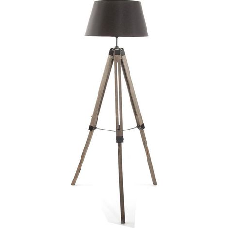 Lampadaire Trepied noir, Hauteur 145 cm -PEGANE-