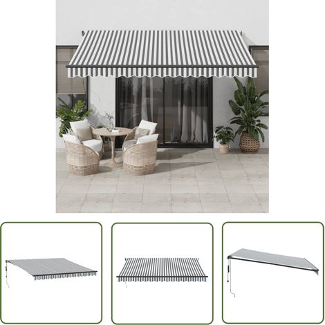 The Living Store Markise Automatisch Anthrazit und Weiß 400x300 cm - Markise - Gartendekoration - Sonnenschutz - Außenbeleuchtung - Terrasse (1/5)