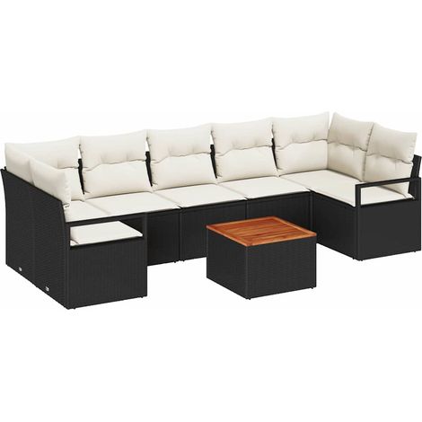 Garden Sofa Set 8 pcs Black Poly Rattan vidaXL (1/5)