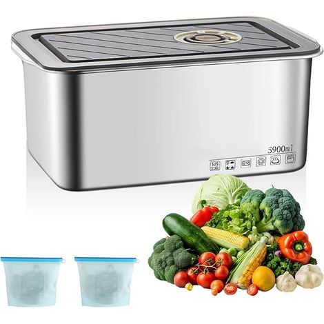 Stainless Steel Food Storage Box with Freezer Bags, Airtight 316 Stainless Steel Food Containers for Refrigerators, Microwaves and Ovens 5800 ml (1/5)