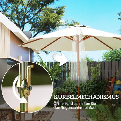 Parasol en bois massif, tonnelle de jardin ou balcon, diamètre 2,5 m, couleur crème, idéal pour terrasse (1/4)