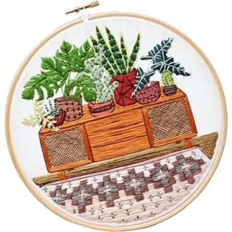 Support à plantes vintage en métal, 3 pièces en céramique (1/5)