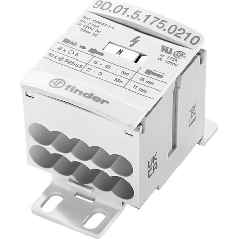 Finder 9D.01.5.175.0210 Verteiler Weiß 12polig 16 mm² 175 A 1000 V/AC, 1500 V/DC Leiter-Typ = L,