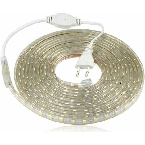 Ruban à LED, Bande LED Etanche, Lumineux Bandeau Led 220v, 5050 IP65 Etanche Bande Strip Led, Blanc chaud (6m)