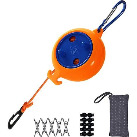 8 m ausziehbare und tragbare Wäscheleine, ideal für Camping, Reisen, Urlaub und Outdoor-Aktivitäten perfekt zum Trocknen von Wäsche im Badezimmer, Waschraum usw. (1/5)