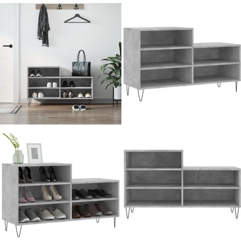 Schuhregal Betongrau 102x36x60 cm Holzwerkstoff - Schuhschrank - Schuhregal - Holzwerkstoffmöbel - Garderobe - Aufbewahrungsbox - Home & Living